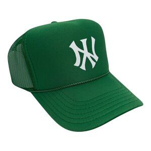 UPSIDE DOWN NEW YORK YANKEES NY VINTAGE KELLY GREEN MESH TRUCKER HAT CA…